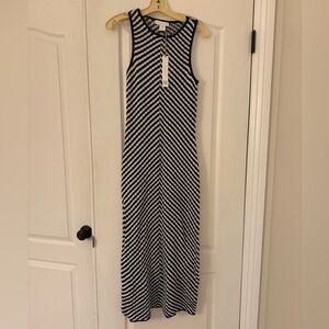 House of Harlow 1960 Knit Chevron Navy White Maxi Sleeveless Dress NWT Med